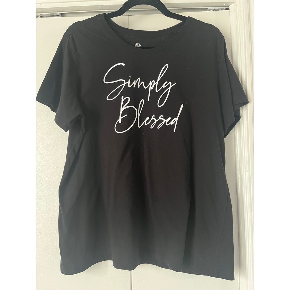 Simply Blessed Black Graphic‎ T-Shirt Casual Christian Faith Statement Tee